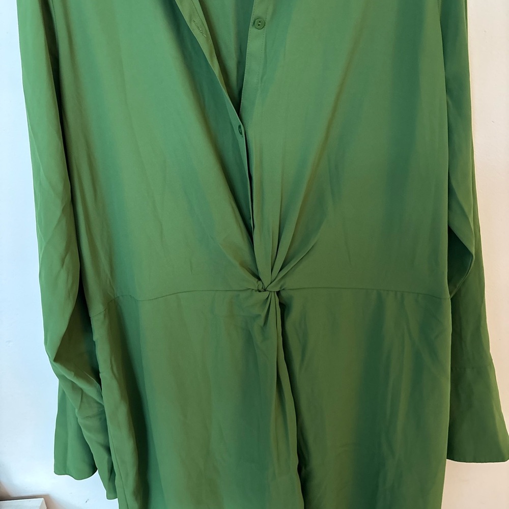 Abercrombie & Fitch Button Down Twist Front Long Sleeve Mini Dress NWT - Picture 3 of 10